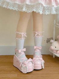 Dress Shoes Wedge Round Toe Lolita Platform Cute Pu Leather For Women Harajuku Japanese Cosplay Gothic Kawaii Punk Style