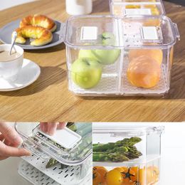 Storage Bottles With Lid Kitchen Separate Freezer Seal Bin Refrigerator Food Containers Two Layer-4.5L For Vegetable Fruit Fresh