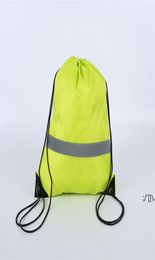 Drawstring Backpack Bag with Reflective Strip Cinch Sack Backpack for School Yoga Sport Gym Travelling RRF133606733960