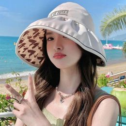 Wide Brim Hats Double-sided Women Sun Hat Portable Anti UV Foldable Sunscreen Bucket Protection Big Empty Top Beach Cap