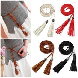 Belts Skinny Thin Waist Rope Double Head Braided Tassels Belt Knot Decorated Waistband Self Tie Chain Fashion For Women