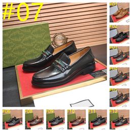 28Model Designer Loafers for Men Yellow Sole Shoes Brogue Round Toe Slip On Genuine Leather Luxury Party Wedding Shoes Men Shoes Big size 38-46