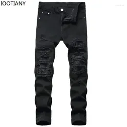 Men's Jeans Ripped Skinny Casual Slim Fit Blue Black Stretch Pants Trousers Fashionable Hip-hop