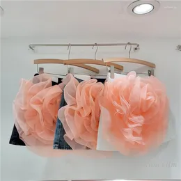 Skirts Design Three-Dimensional Flower Stitching Denim Skirt Women Sexy Slim Fit Slimming Girl Hip-Wrapped Street 2024