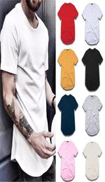 Men039s T Shirt Fashion Extended Street StyleTShirt Men039s clothing Curved Hem Long line Tops Tees Hip Hop Urban Blank Bas8486532