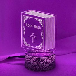 Lamps Shades 3d Optical Acrylic Night Light Lamp Book Holy Bible for Bedroom Decor Unique Christian Gift Dropshipping Usb Battery Table Lamp Y2405208J71