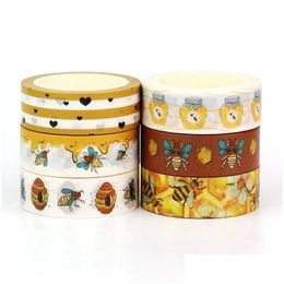 Other Garden Buildings 1Pc 10M Decor Bee Honey Jar Honeycomb Hearts Line Washi Tape Set For Scrapbooking Journaling Masking Cute Sta Dhprk