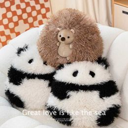 Stuffed Plush Animals Cute Fluffy Long Plush Ball Round Fat Panda Hedgehog Plushies Toy Cartoon Stuffed Animals Soft Doll for Kids Kaii Room Decor