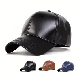 Ball Caps Fashion Men PU Leather Baseball Cap Autumn Winter Warm Hip Hop Snapback Hat Outdoor Sports Casual Dad Hats Adjustable