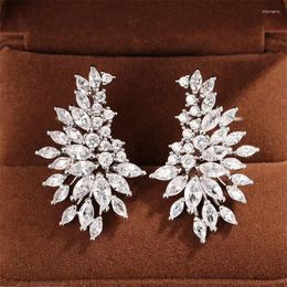 Stud Earrings 2024 Sparkling Women's Cubic Zirconia Gorgeous Female Wedding Party Fashion Ear Piercing Accessories Jewelry