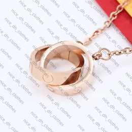 cartler Designer Luxury Necklace Designers Jewelry Gold Silver Double Ring Christmas Gift Cjeweler Mens Woman Diamond Love Pendant Necklaces Have Necklace 402