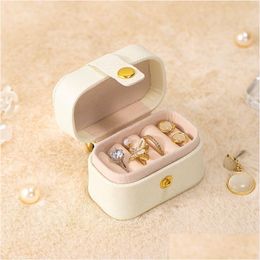 Jewelry Boxes Mini Portable Box Organizer Display Travel Rings Holder Pu Leather Earring Storage Case Wedding Gift Packaging Drop Deli Dhvrk