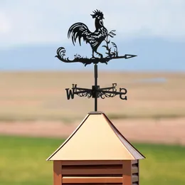 Garden Decorations Rooster Wind Vane Rooftop Weather Retro Metal Direction Indicator Farm Scene Art Decor Roof