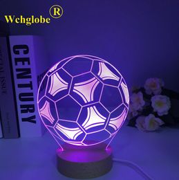 Lamps Shades 3d Illusion Child Night Light Football Ball Wooden Nightlight for Kids Bedroom Decoration Soccer Colors Wood Table Lamp Gift Y240520ZD8L