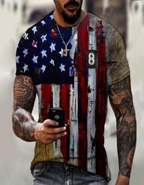 Men039s TShirts Summer Shirt With American Flag Pattern Casual Male Fashion Shirt Round Collar Men039s Clothing Byck 6x2898258