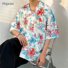 Hawaiian Shirts Men Advanced Breathable Trendy Summer Half Sleeve Floral High Street Pocket Korean Style Male Hipster Handsome 240517