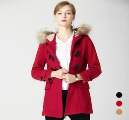 Women039s Wool Blends BURDULLY 2021 Arrival Fur Collar Woolen Coat Windbreaker Women Cashmere Red Winter Jacket Female Fashio7274771