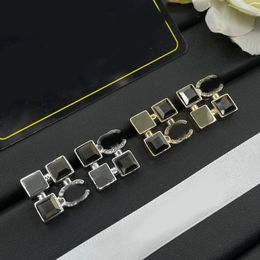 Designer Earrings Luxury Letter C Black Square Charm Earrings 18K Gold 925 Silver Plated Stud Earrings For Women Wedding Party Fashion Jewellery Lover Gift