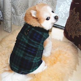 Dog Apparel Small/Medium/Large Winter Velvet Vest Sleeveless Pet Clothing European Fleece Plaid Puppy Coat Outdoor Warm Supplies
