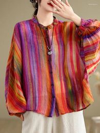 Women's Blouses Brand Fashion Striped Shirts Womens Spring Printed Leisure Loose Harajuku Tops Ladies Vintage Classic Oversized