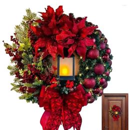 Decorative Flowers Christmas Wreath Decoration 11.8inch/30cm Lighted Decorations Artificial Holiday Festival Supplies Front Door