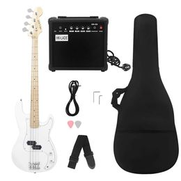 Guitar HK LADE 4-string Bass Guitar 20 Frets Maple Body Neck Electric Bass Guitar with a shell amplifier to select guitar parts and accessories WX
