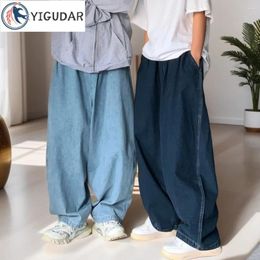 Men's Jeans Straight Men Blue Loose Denim Trousers Neutral Jean Casual Wide Mans Women Pants Streetwear Y2K 2024 Baggy