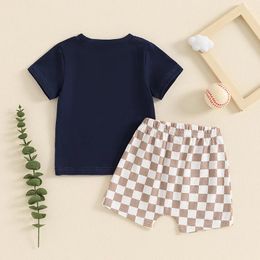 Clothing Sets Baby Boy Summer Clothes Letter Print Short Sleeve T Shirt Elastic Waist Shorts Set 2 Piece Baseball Outfit