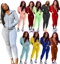 Women fall winter tracksuits solid Colour outfits casual coat jacketpants two piece set black sportswear long sleeve grey sweatsui3890004