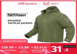 Spring Winter With Hoodie Mens Tactical Fleece Jacket FullZip Up Outdoor Windproof Hooded Warm Work Coat5601654