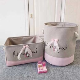 Boxes Storage# Pink Storage Basket for Girls Toys Cartoon Sundries Basket Clothes Storage Bin Collapsible Laundry Hamper for Home Organiser Y240520JHZX