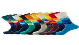 10 PairsLot Gradient Colourful Combed Cotton Socks Casual Fashion Autumn Crew Socks Male Breathable Hip Hop Socks5752284