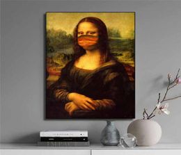 Funny Mask Mona Lisa Oil Painting on The Wall Reproductions Canvas Posters and Prints Wall Art Picture for Living Room Decor3279222