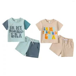 Clothing Sets Summer Kids Baby Boy Outfits Short Sleeve Letter Embroidery T-Shirt Pocket Shorts Set Casual Clothes