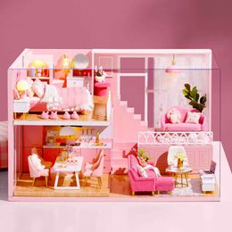 Baby Mini Miniature Doll DIY Small House Kit Production Room Princess Toys, Home Bedroom Decoration with Furniture W