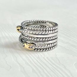 Desginer Davids Yurmas Jewellery DY Ring Button Cross x Ring Classic 925 Sterling Silver Multi Layer Twisted Wire Ring