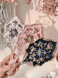 Flower Knows Little Angel Series Hand Holding Mirror 3 Types Exquisite Relief Makeup Tools 240509