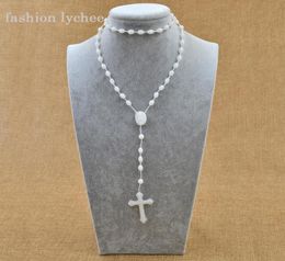 Catholic Religious Virgin Mary Rosary Necklaces Handmade White Colour Long Beads Chain Necklace Prayer Jewelry9866028