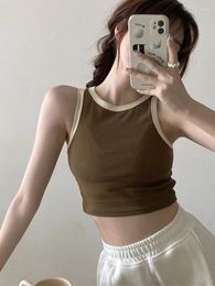Women's Tanks Tank Top Girl T Shaped Vest With Padded Female Summer Korean 2024 Style Slim Short Bottoming Sling Crop Women