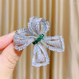 Brooches French Elegant Bow Luxury Cubic Zirconia Temperament Women's Clothing Accessories Pins Fashion Jewelry High-end Gifts