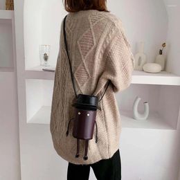 Shoulder Bags Mini Retro Women PU Leather Crossbody Bucket Cartoon Shaped Pouch Fashion Creative Girl Small Handbag