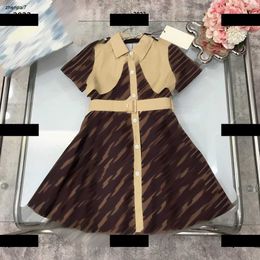 Top designer baby clothes fashion Kids lapel dress Size 100-150 CM Waist strap design girl skirt Child Summer dress New Products May03