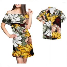 Casual Dresses Summer Selling Couple Suit 2-piece Customized Women's High-quality Luxury Off-shoulder Sexy Short-sleeved Dress Matching Men