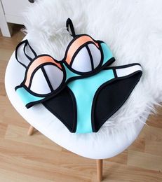 sexy Women Bikini Push Up solid Colour Bikini Set Neon solid Colour Swimwear Underwire Swimsuit Biquini Maillot De Bain Y2003195524709