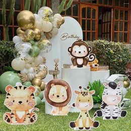 Party Decoration Jungle Animals Backdrop KT Board Green Forest 1st Birthday Decor Kids Safari Baby Shower Supplies