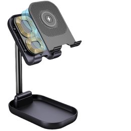 WS mobile phone folding retractable wireless charging bracket, live flat universal lazy desktop charging bracket