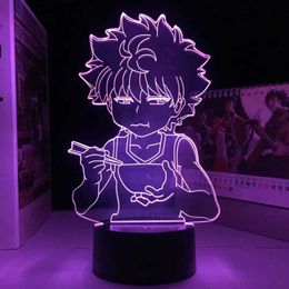 Lamps Shades Anime 3D Lamp Killua Hunter X Hunter Killua Led Light Hxh Led Night Light Gift Acrylic Neon Cute Childrens Bedroom Decoration Y240520YXPD