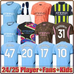 24 25 HAALAND Man City Soccer Jerseys 2024 2025 Player Fans GREALISH HAALAND FODEN STERLING Football Shirt DE BRUYNE GESUS BERNARDO MAHREZ Maillot Foot Men Kids Kits