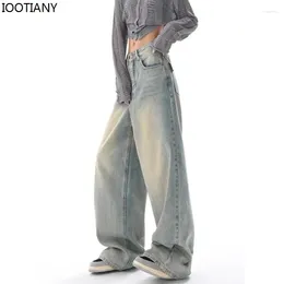 Women's Jeans Retro Blue American Loose High Waisted Floor-mopping Wide Leg Pants Hip Hop Straight Trouser Street Wear