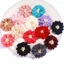 Decorative Flowers 10Pcs/Set 4.5cm 1.8" Fashion Solid Artificial Fabric For Wedding Invitation Dress Clothing Hats Decoration